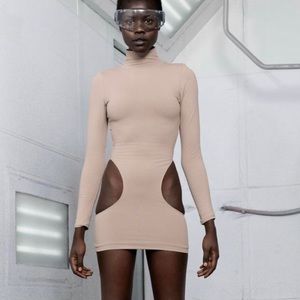 Prix workshop Oracle high neck cutout dress in beige nude